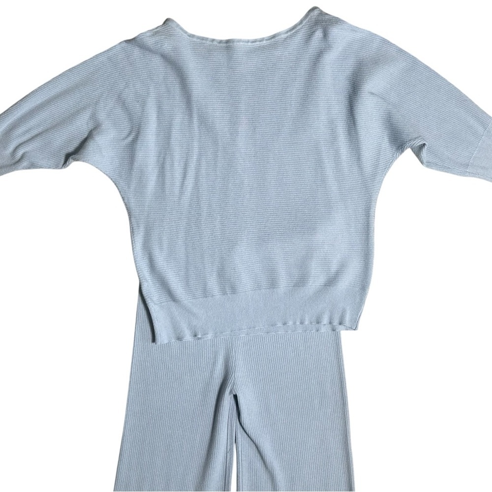 Matching Sweater Set Ribbed Light Blue Size Large - Picture 2 of 11